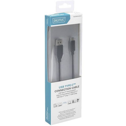 Digitus USB kabel USB 3.2 gen. 1 (USB 3.0) USB-C® utikač, USB-A utikač 1.00 m crna okrugli, dvostruko zaštićen DB-300136-010-S slika 2