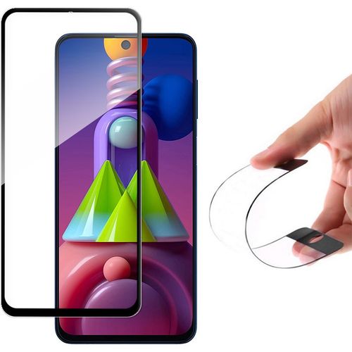 Full Cover Flexi Nano stakleno hibridni zaštitnik zaslona s okvirom za Samsung Galaxy M51 crni slika 1