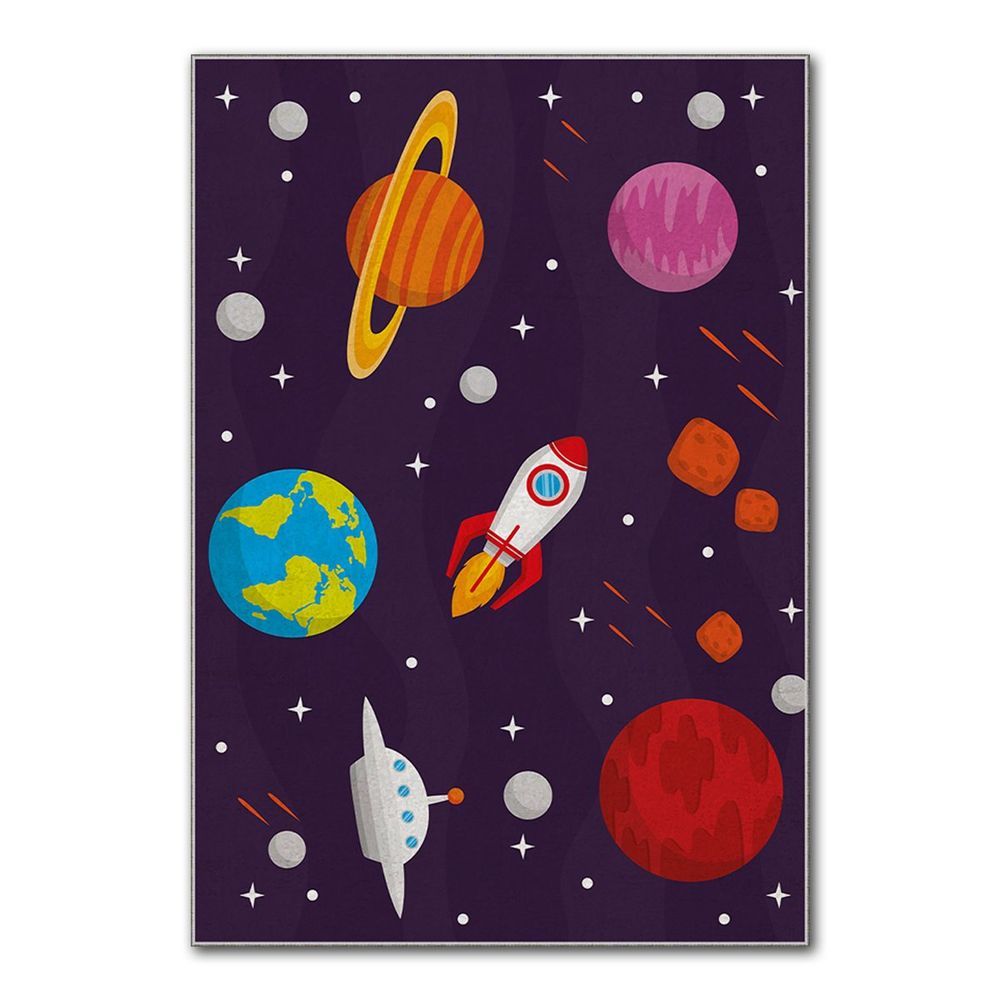 Dječji šareni tanki tepih HMI KDC-108 (120 x 180 cm) Svemir slika 5