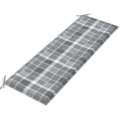Vrtna klupa sa sivim kariranim jastukom 150 cm od tikovine slika 14