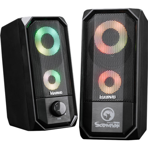 Zvučnici 2.0 Marvo SG265 snage 2x3W RGB LED osvetljenje sa kontrolom za osvetljenje slika 1