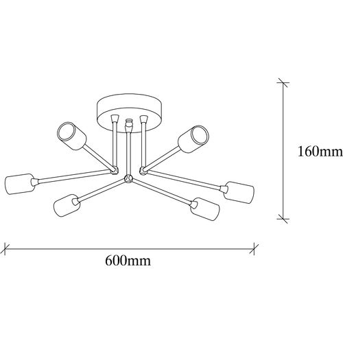 Opviq Vsilica SPAROW, crna, metal, 60 x 60 cm, visina 16 cm, 6 X E27 40 W, Sparrow - 1231 slika 3