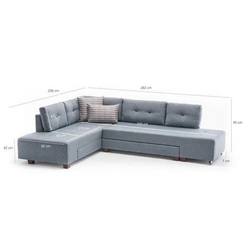 Atelier Del Sofa Kutna garnitura na razvlačenje, Svijetlo plava, Manama Corner Sofa Bed Left - Light Blue slika 6