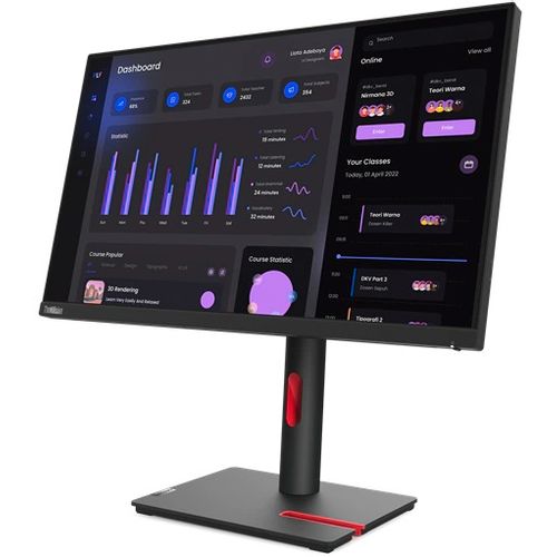 Lenovo Think 63CFMATXEU 23.8" ThinkVision T24i-30 (A22238FT0), 1920x1080 Wide 16:9 WLED IPS Anti Glare, 1000:1, 6ms (4ms extreme mode), 250cd/m², 178/178, VGA, HDMI, DisplayPort, 4xUSB 3.2 Gen1/1x USB 3.2 Gen1, Audio Out, Black, Tilt, Lift, Swivel, Pivot slika 1