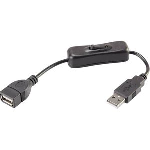 Renkforce USB kabel USB 2.0 USB-A utikač, USB-A utičnica 0.25 m crna uklj. on/off prekidač, pozlaćeni kontakti RF-3322982