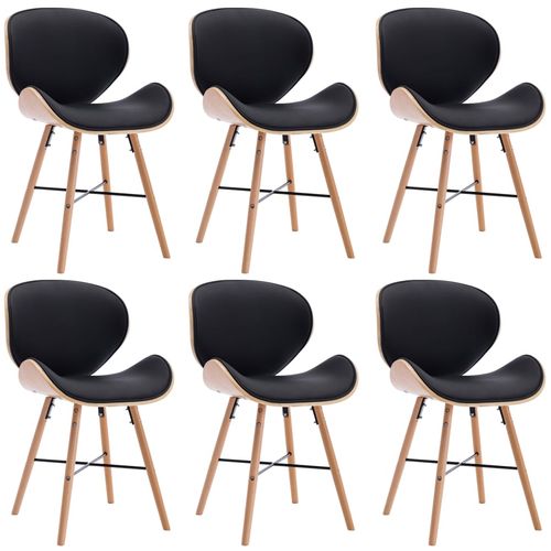 Blagovaonske stolice od umjetne kože i drva 6 kom crne slika 17