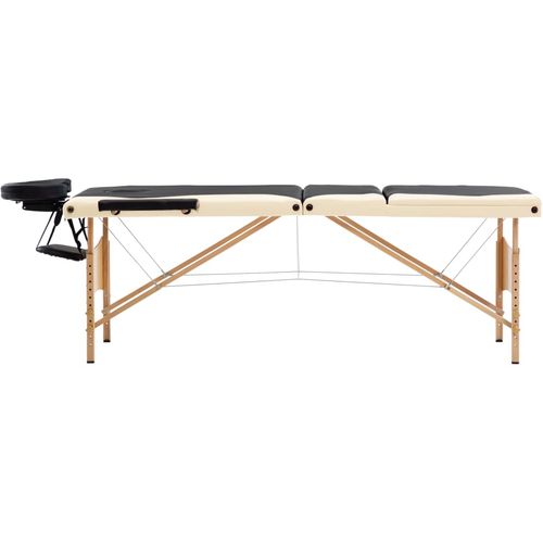 Sklopivi masažni stol s 3 zone drveni crno-bež slika 10