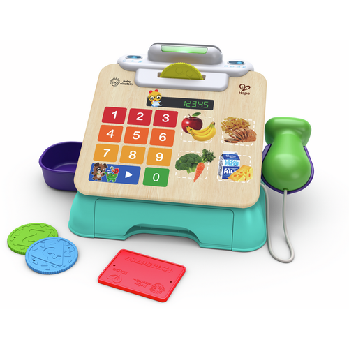 Hape Drvena kasa Magic Touch Cash Register 800914 - FR/ES/EN/DE slika 1