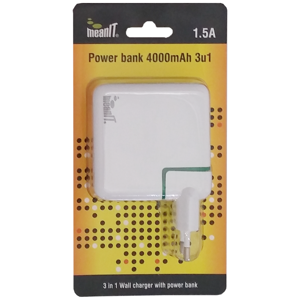MeanIT Punjač prijenosni za mobitele + LED svjetiljka, 4000mAh - POWER BANK 4000mAh, 3IN1 slika 1