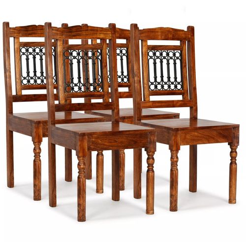 Blagovaonske stolice od masivnog drva s obradom od šišama 4 kom klasične slika 17