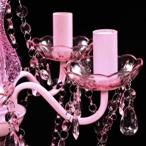 Kristalna svjetiljka s 5 žarulja ružičasta slika 13