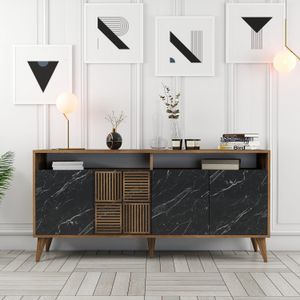 Woody Fashion Konzola, Milan 160 - Walnut, Black Marble