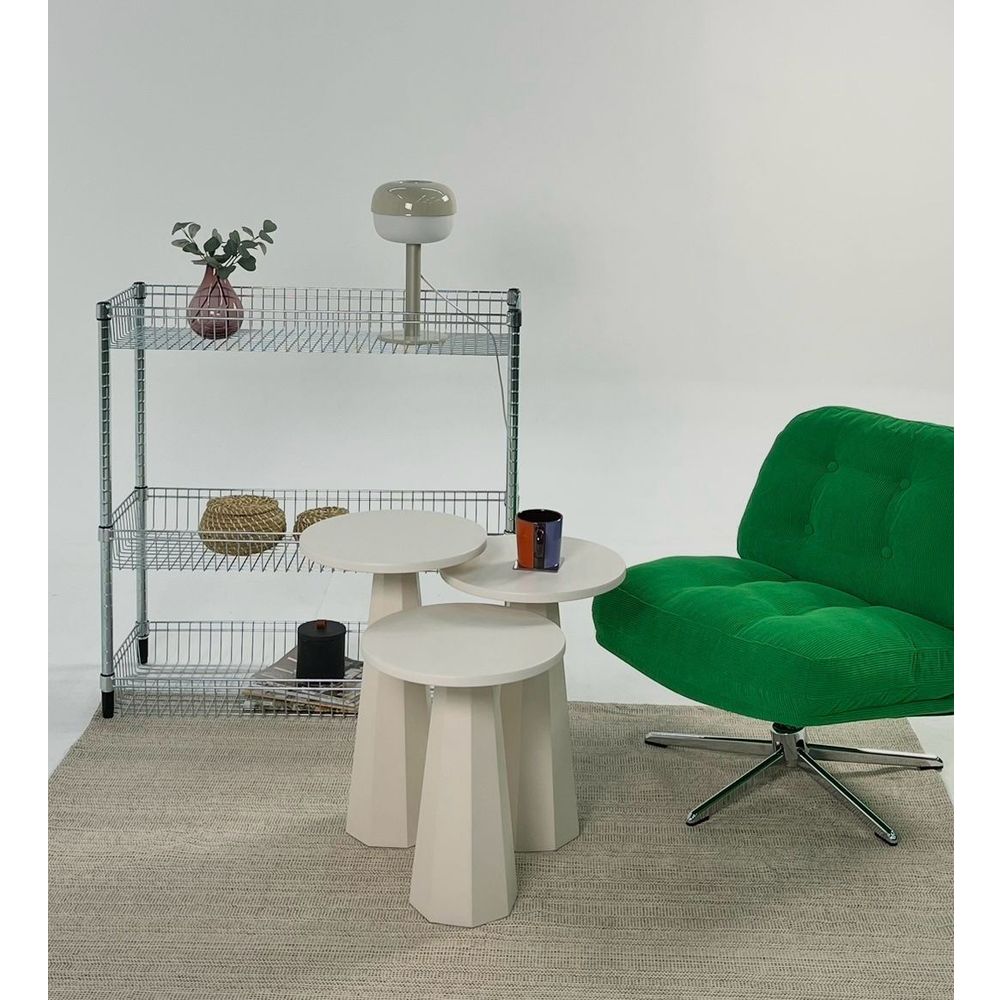 Set bočnih stolova "Lilyum" (57 + 52 + 47) - boja: Krem slika 4