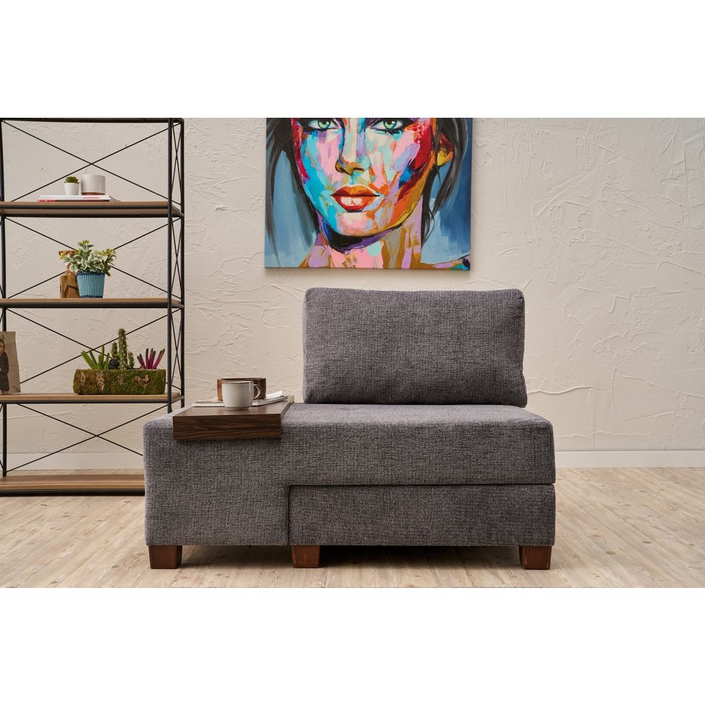 Perenna Chenille Lijeva - Siva Siva Sofa na Razvlačenje s Jednim Sjedištem slika 1