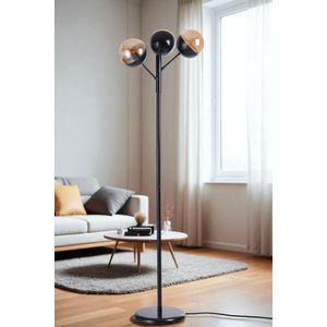 Opviq Podna lampa 296, med, crna