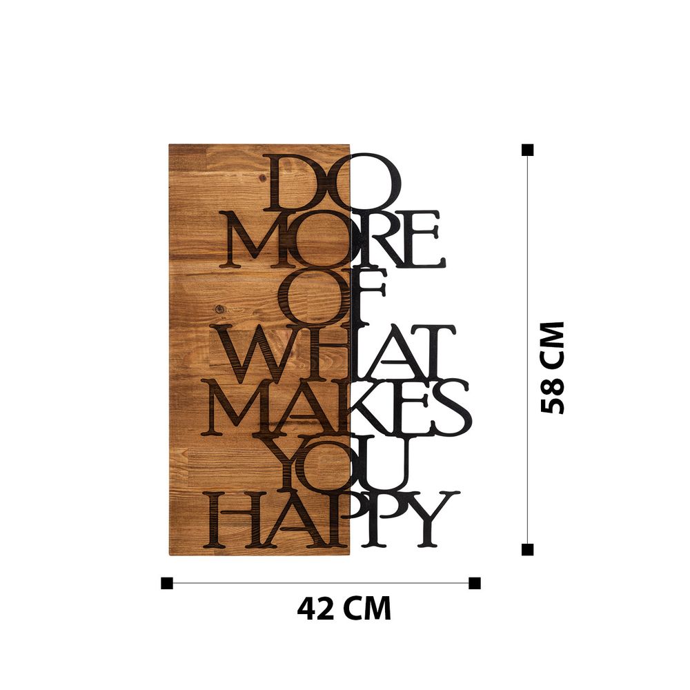 Dekorativni Drveni Zidni Ukras 'Do More Of What Makes You Happy' od Crnog Oraha slika 7
