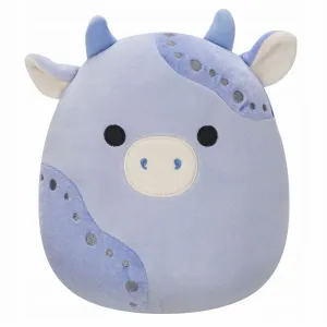 Squishmallows 30cm - marzio - svijetlo plava baršunasta krava s plavim mrljama