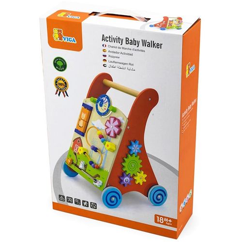 Viga Drvena guralica Activity Baby Walker, Crvena slika 1