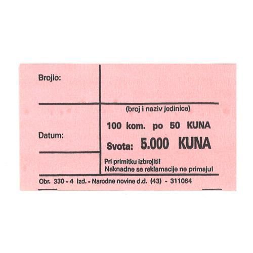 330-4 PASICA ZA 50 KUNA; Ovitak od 100 komada, Unutrašnje mjere 78 x 46 mm slika 2