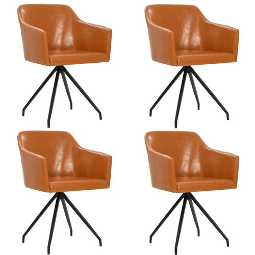 Blagovaonske stolice od umjetne kože okretne 4 kom smeđe slika 1