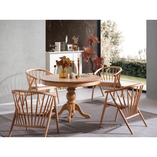 Eva - Natural Natural Extendable Dining Table & Chairs Set (4 Pieces) slika 5