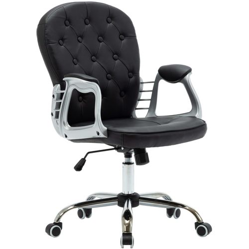 Okretna uredska stolica od umjetne kože crna slika 2