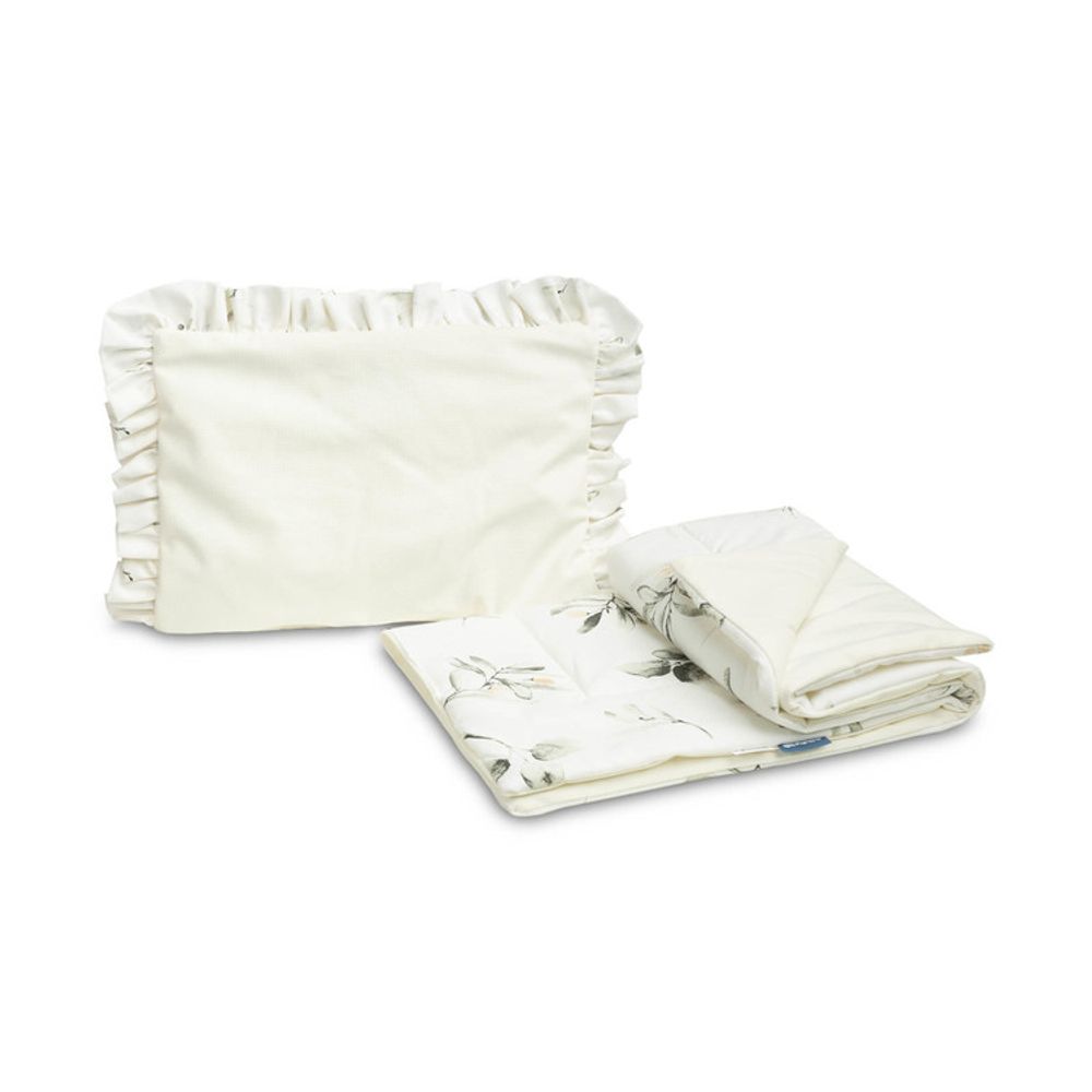 Baršunasta kolica set s volanom olive creamy slika 1