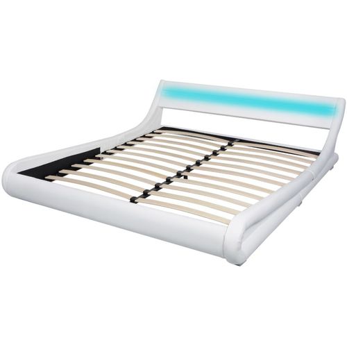 Okvir za krevet od umjetne kože s LED svjetlom bijeli 160 x 200 cm slika 33