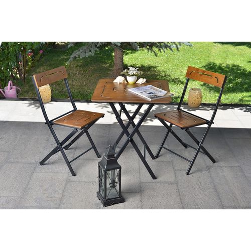 Floriane Garden Set vrtnih stolova i stolica (3 komada), orah crna boja, Bistro Set 3 slika 1