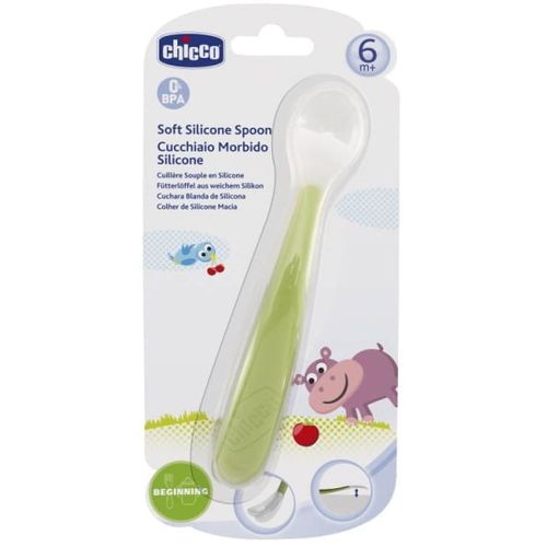 Chicco Silikonska kašika za bebe 6m+, Zelena slika 1