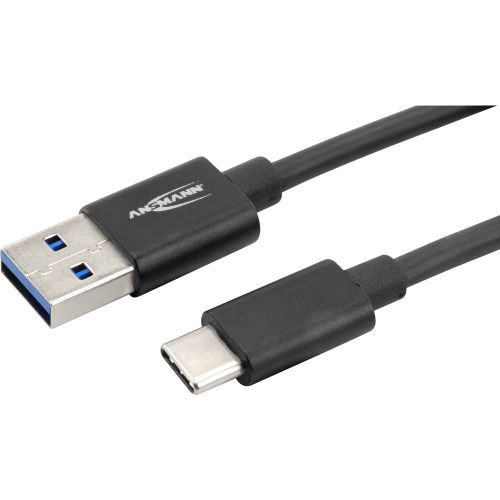 Ansmann USB kabel USB 3.2 gen. 1 (USB 3.0) USB-A utikač, USB-C® utikač 2.00 m crna aluminijski utikač, TPE plašt, utikač primjenjiv s obje strane 1700-0081 slika 2