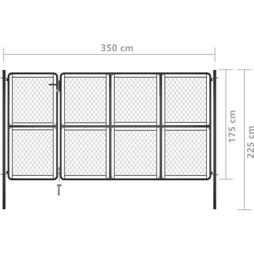 Vrtna vrata čelična 175 x 350 cm antracit slika 13