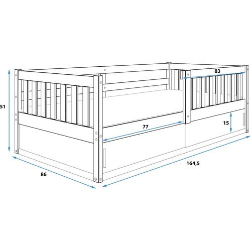 Drveni dječji krevet Smart s kliznom ladicom - 160*80 cm - bijeli slika 6