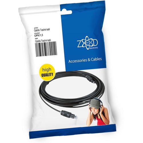 ZED electronic Optički Toslink kabel 1.5 metar, ekstra kvalitet - OPK/1,5 slika 1