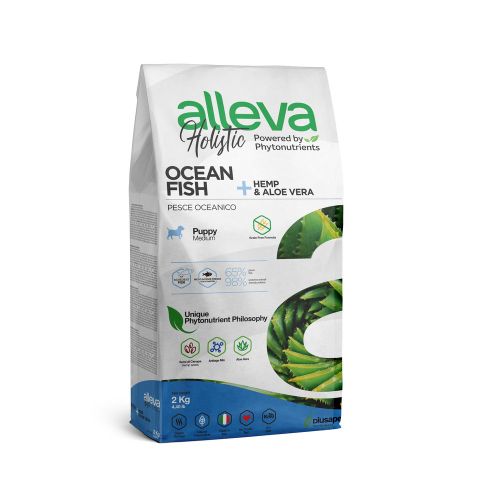 Alleva Holistic Dog Puppy Ocean Fish + Hemp &amp; Aloe Vera Medium 2 kg slika 1