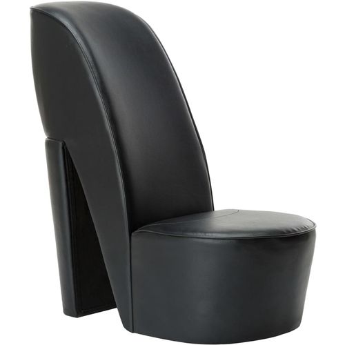 Stolica u obliku visoke pete od umjetne kože crna slika 16