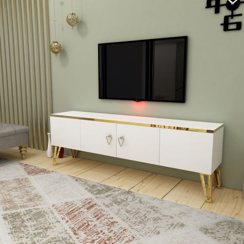 Woody Fashion TV jedinica, Caprice - White, Gold slika 2