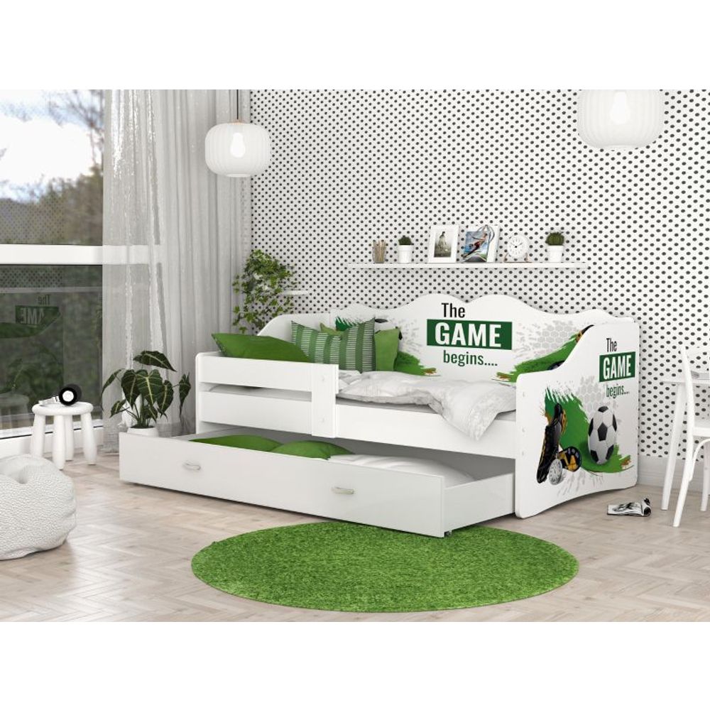 Drveni dječji krevet Neli sa ladicom - 180x80cm - FUDBAL slika 1