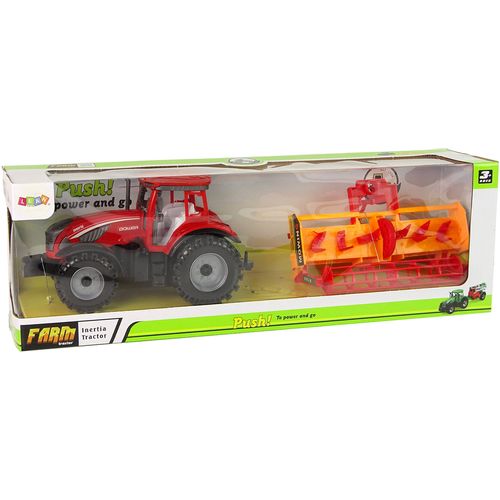 Crveni traktor s narančastim kultivatorom slika 8