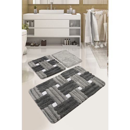 Piazza - Grey Multicolor Acrylic Bathmat Set (3 Pieces) slika 1