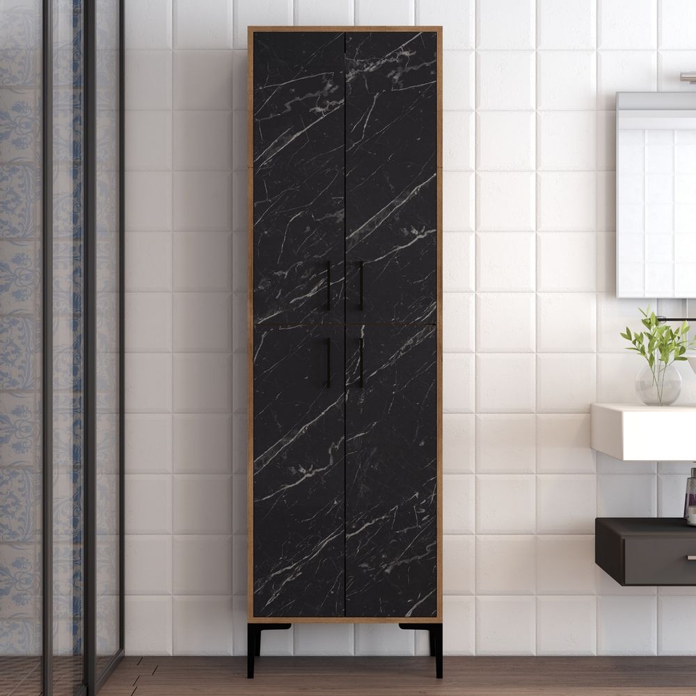 Višenamjenski ormar Berlin A - Orah, Crni mramor Orah slika 2