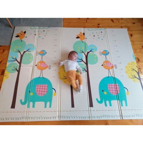 Dvostruka podloga za igru i mjerenje rasta bebe 180x200cm - Slonići i slikice slika 2