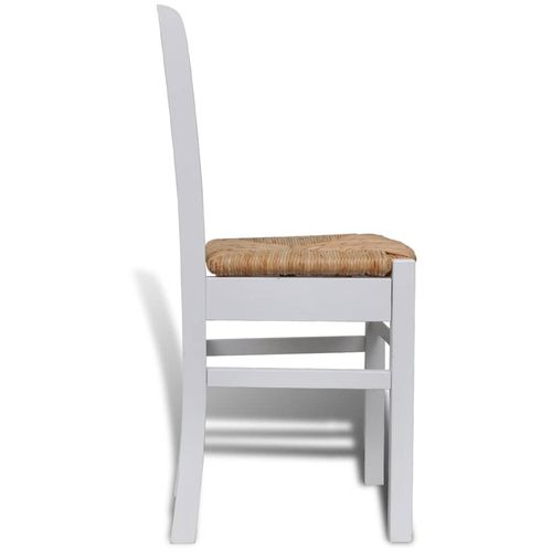 Blagovaonske stolice od borovine i rogoza 6 kom bijele slika 6