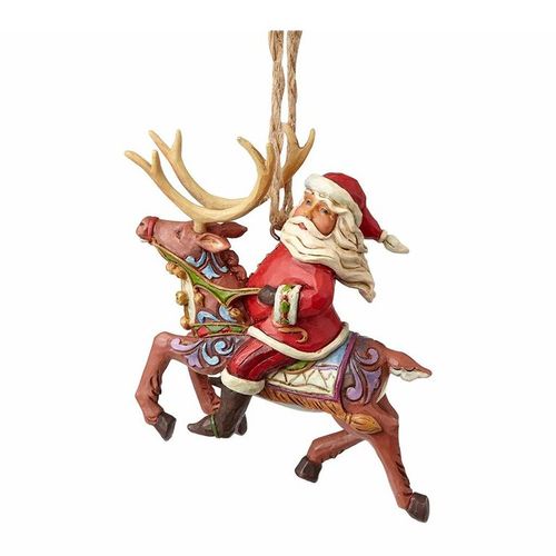 Santa Riding Reindeer Hanging Ornament Figure slika 1