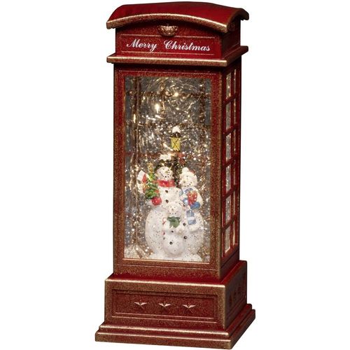 Konstsmide 4371-550 LED krajolik telefonska govornica s obitelji snjegovića    toplo bijela LED crvena prekrivena snijegom, ispunjena vodom, timer, s prekidačem slika 3