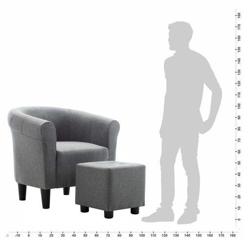 2-dijelni set fotelje i taburea od tkanine svjetlosivi slika 38
