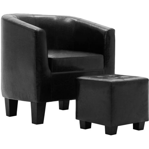 Fotelja od umjetne kože s osloncem za noge crna slika 21