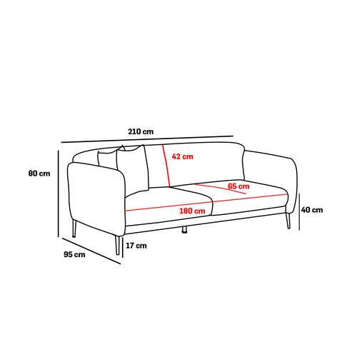 Atelier Del Sofa Trosjed na razvlačenje, Krem, Venus 3-Seat - Cream slika 11