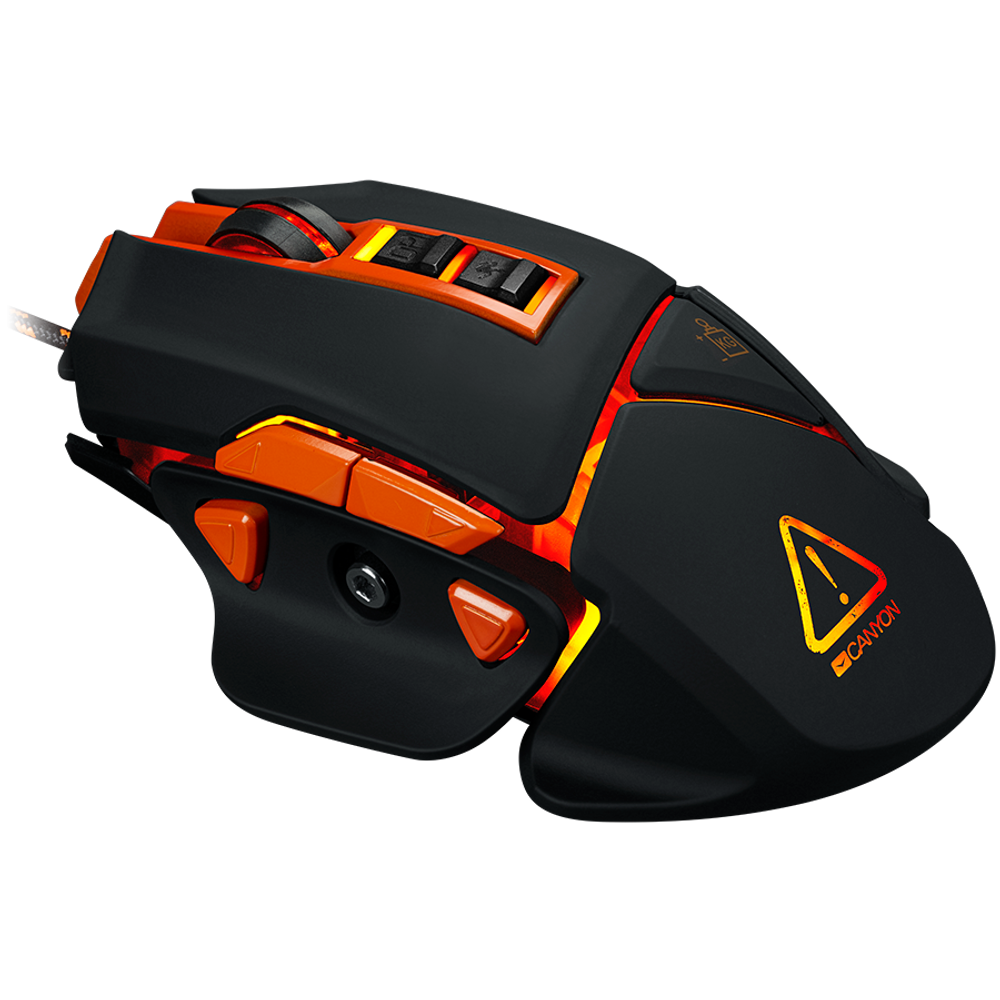CANYON Optical gaming mouse, adjustable DPI setting 800/1000/1200/1600/2400/3200/4800/6400, LED backlight, moveable weight slot and retractable top cover for comfortable usage slika 2