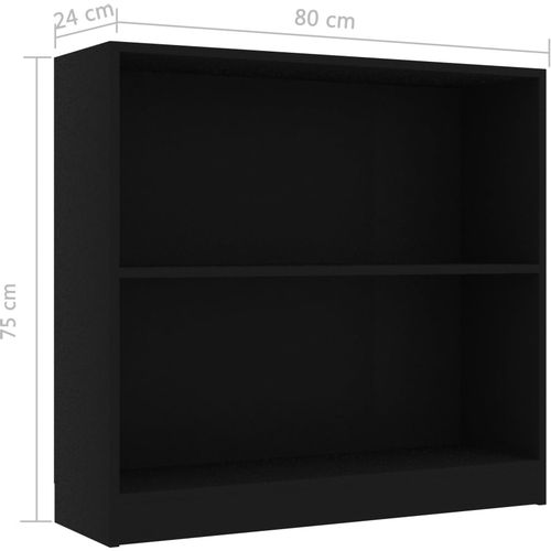 Polica za knjige crna 80 x 24 x 75 cm od iverice slika 6